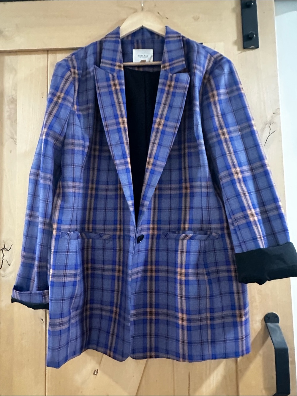 GREY LAB Purple Plaid Lightweight Shirt Jacket with Tan Stripes